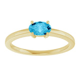 10K Gold Oval Natural Aquamarine Solitaire Ring - Yellow Gold - view 3