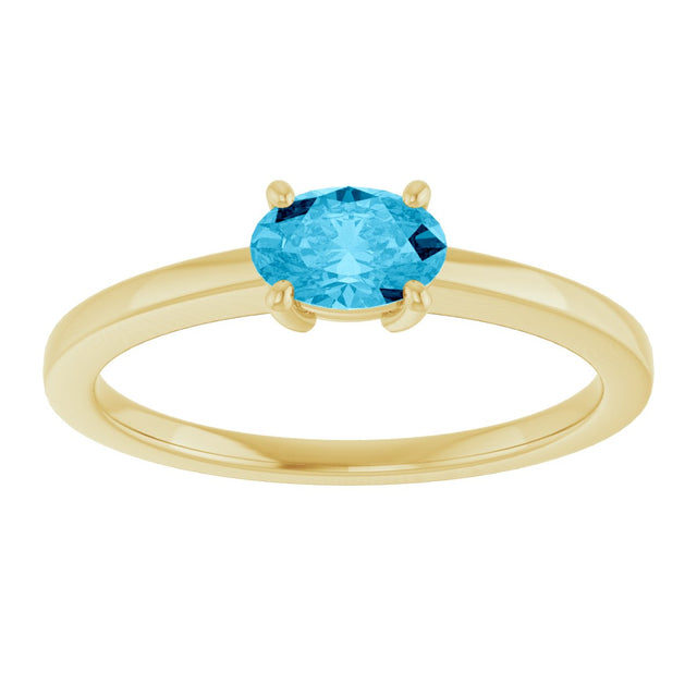 10K Gold Oval Natural Aquamarine Solitaire Ring - Yellow Gold - view 3