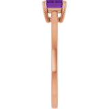 14K Gold Oval Natural Amethyst Solitaire Ring - Rose Gold - view 4