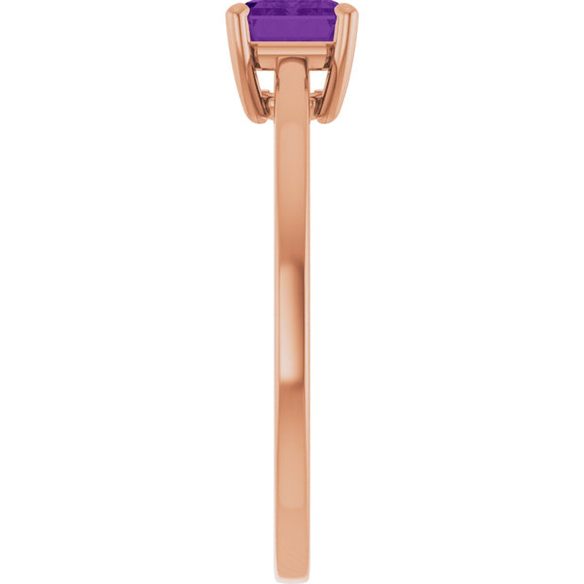 14K Gold Oval Natural Amethyst Solitaire Ring - Rose Gold - view 4
