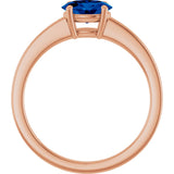 14K Gold Oval Lab-Grown Blue Sapphire Solitaire Ring - Rose Gold - view 2