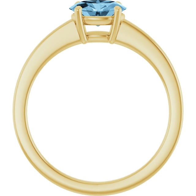 10K Gold Oval Natural Sky Blue Topaz Solitaire Ring - Yellow Gold - view 2