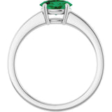 10K Gold Oval Lab-Grown Emerald Solitaire Ring - White Gold - view 2