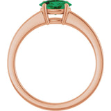 14K Gold Emerald Lab-Grown Emerald Solitaire Ring - Rose Gold - view 2