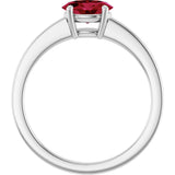 10K Gold Oval Lab-Grown Ruby Solitaire Ring - White Gold - view 2