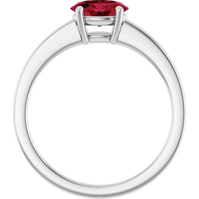 10K Gold Oval Lab-Grown Ruby Solitaire Ring - White Gold - view 2
