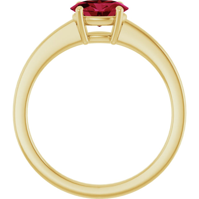 10K Gold Oval Lab-Grown Ruby Solitaire Ring - Yellow Gold - view 2