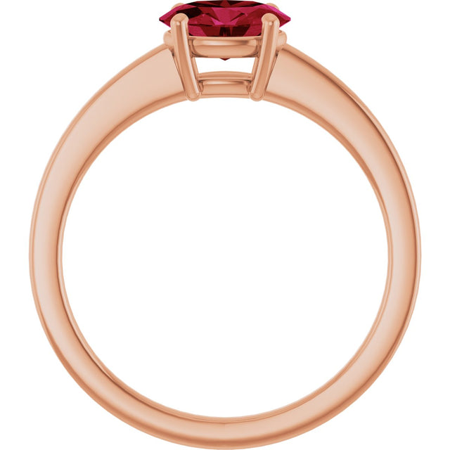 14K Gold Oval Lab-Grown Ruby Solitaire Ring - Rose Gold - view 2