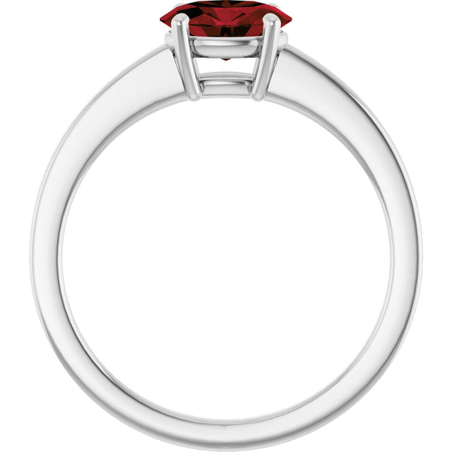 10K Gold Oval Natural Mozambique Garnet Solitaire Ring - White Gold - view 2