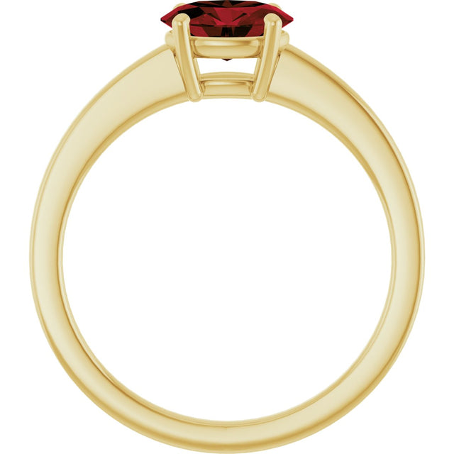 10K Gold Oval Natural Mozambique Garnet Solitaire Ring - Yellow Gold - view 2