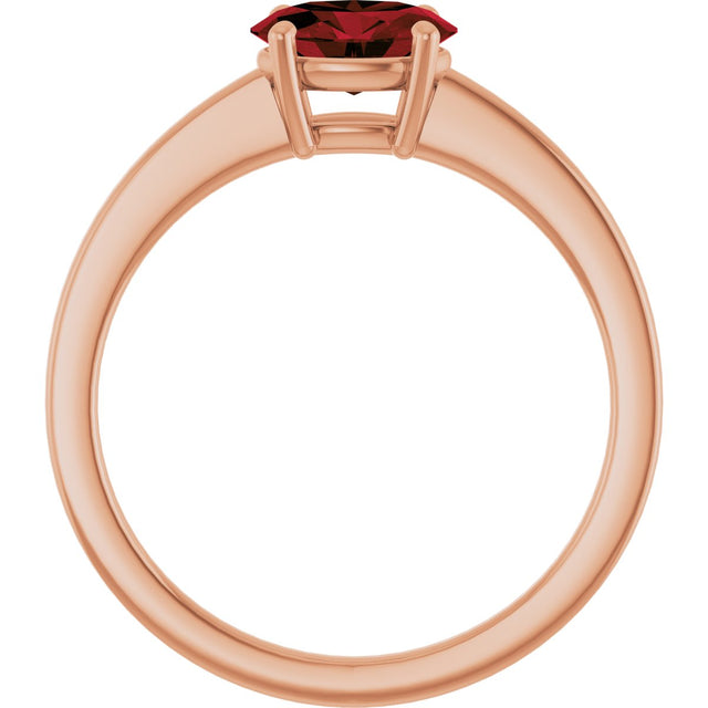 14K Gold Oval Natural Mozambique Garnet Solitaire Ring - Rose Gold - view 2
