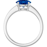 10K Gold Oval Lab-Grown Blue Sapphire Solitaire Ring - White Gold - view 2
