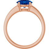 14K Gold Oval Lab-Grown Blue Sapphire Solitaire Ring - Rose Gold - view 2