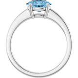 10K Gold Oval Natural Sky Blue Topaz Solitaire Ring - White Gold - view 2
