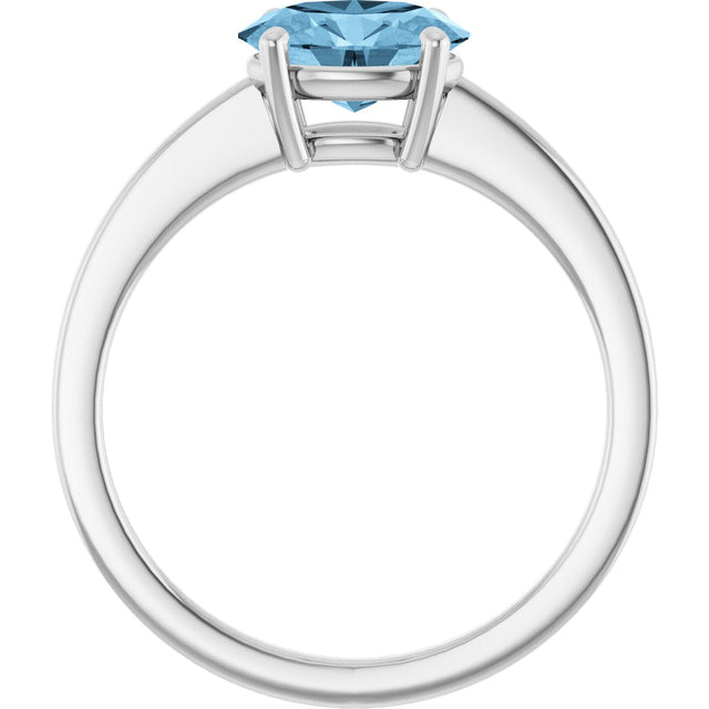 10K Gold Oval Natural Sky Blue Topaz Solitaire Ring - White Gold - view 2