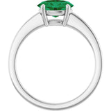 10K Gold Oval Lab-Grown Emerald Solitaire Ring - White Gold - view 2