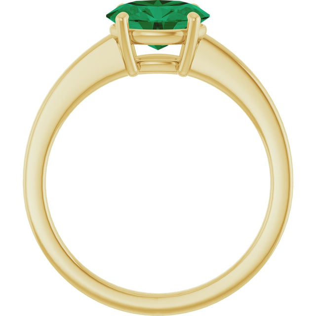 10K Gold Oval Lab-Grown Emerald Solitaire Ring - Yellow Gold - view 2