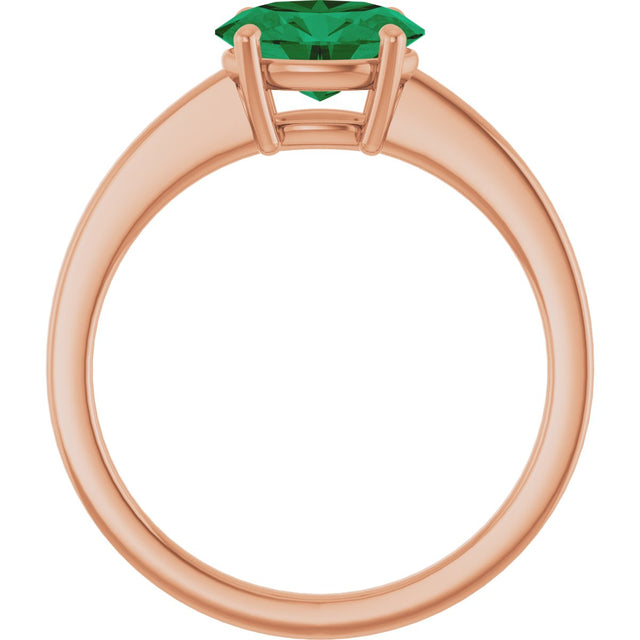 14K Gold Emerald Lab-Grown Emerald Solitaire Ring - Rose Gold - view 2