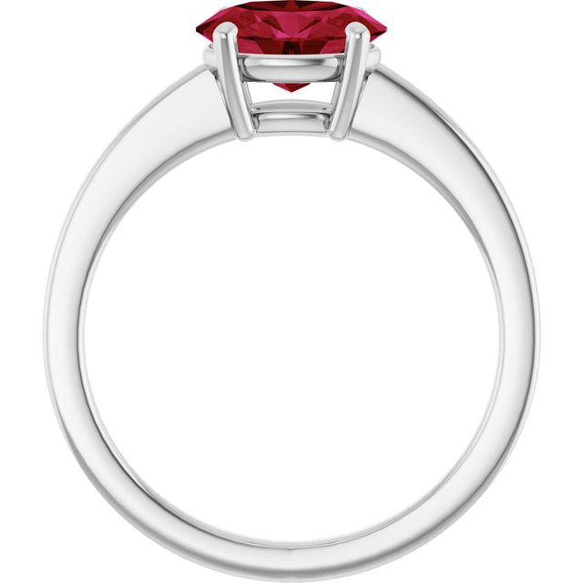 10K Gold Oval Lab-Grown Ruby Solitaire Ring - White Gold - view 2