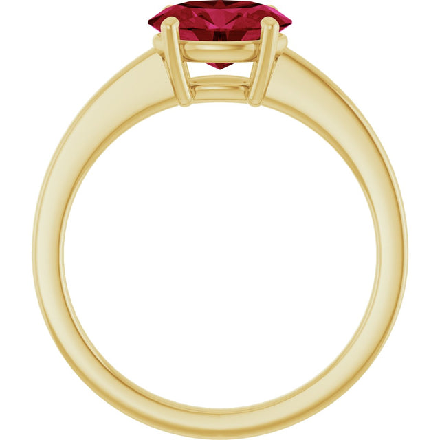 10K Gold Oval Lab-Grown Ruby Solitaire Ring - Yellow Gold - view 2