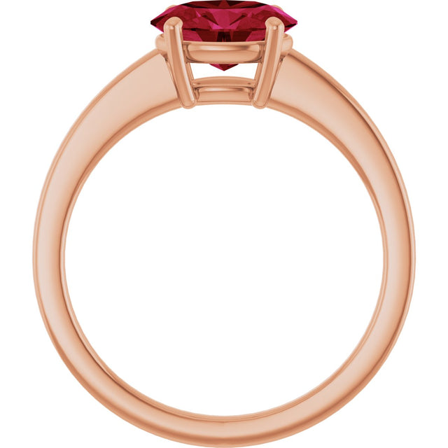 14K Gold Oval Lab-Grown Ruby Solitaire Ring - Rose Gold - view 2