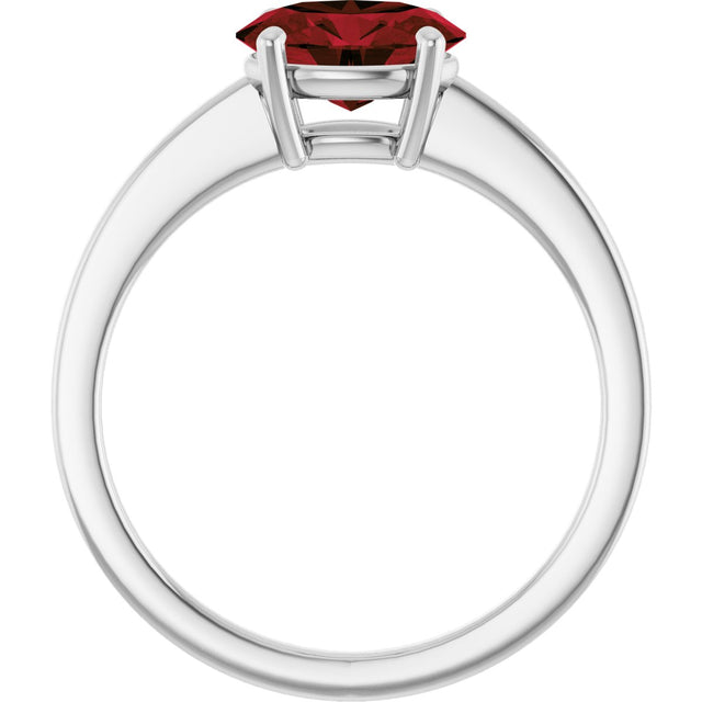 10K Gold Oval Natural Mozambique Garnet Solitaire Ring - White Gold - view 2