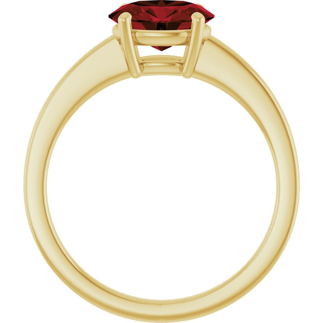 10K Gold Oval Natural Mozambique Garnet Solitaire Ring - Yellow Gold - view 2
