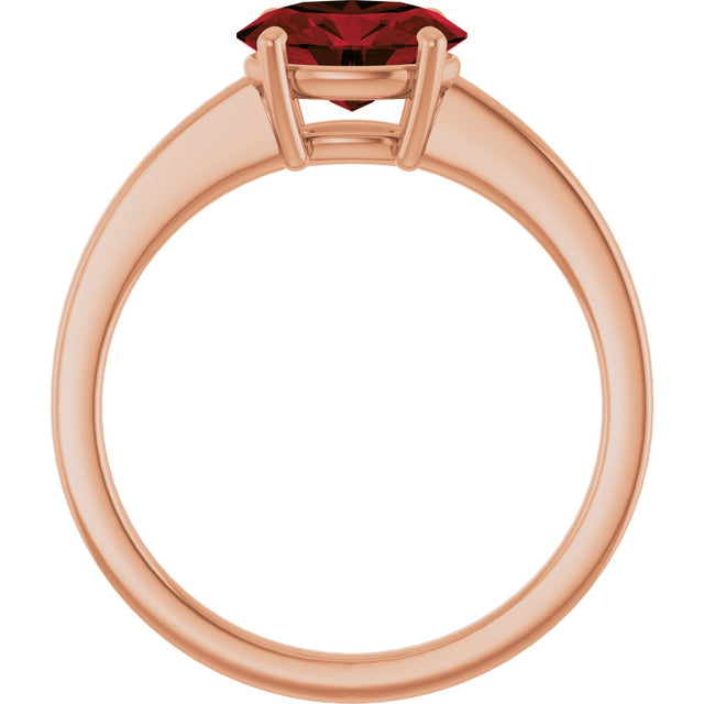 14K Gold Oval Natural Mozambique Garnet Solitaire Ring - Rose Gold - view 2