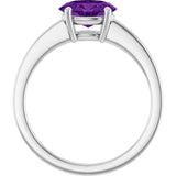 10K Gold Oval Natural Amethyst Solitaire Ring - White Gold - view 2