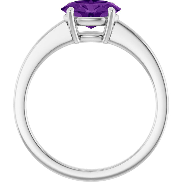 10K Gold Oval Natural Amethyst Solitaire Ring - White Gold - view 2