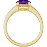10K Gold Oval Natural Amethyst Solitaire Ring - Yellow Gold - view 2