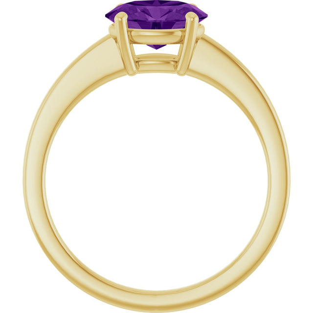 10K Gold Oval Natural Amethyst Solitaire Ring - Yellow Gold - view 2