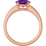 14K Gold Oval Natural Amethyst Solitaire Ring - Rose Gold - view 2