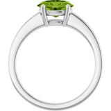 10K Gold Oval Natural Peridot Solitaire Ring - White Gold - view 2