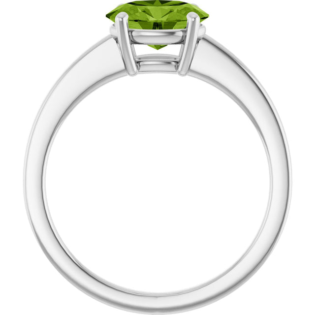 10K Gold Oval Natural Peridot Solitaire Ring - White Gold - view 2