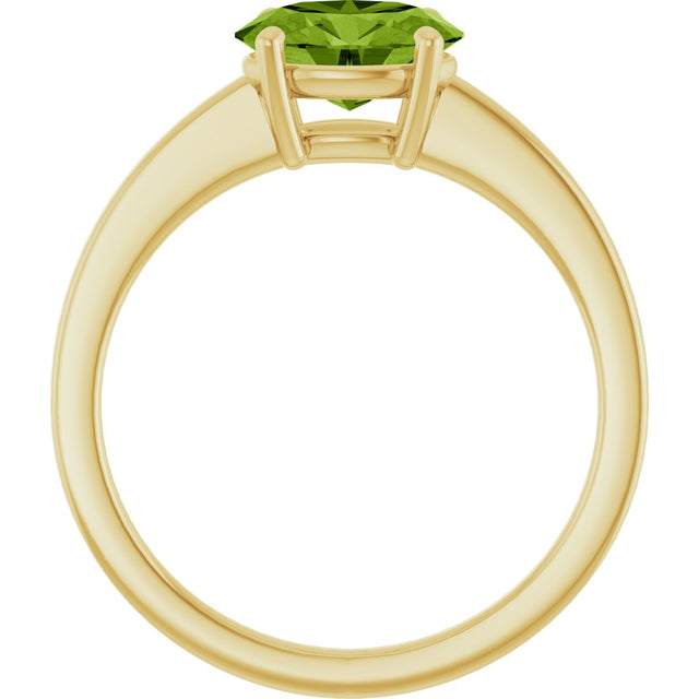 10K Gold Oval Natural Peridot Solitaire Ring - Yellow Gold - view 2