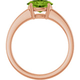 14K Gold Oval Natural Peridot Solitaire Ring – 6x4mm - Rose Gold - view 2