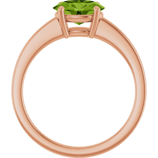 14K Gold Oval Natural Peridot Solitaire Ring – 6x4mm - Rose Gold - view 2