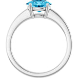 10K Gold Oval Natural Aquamarine Solitaire Ring - White Gold - view 2