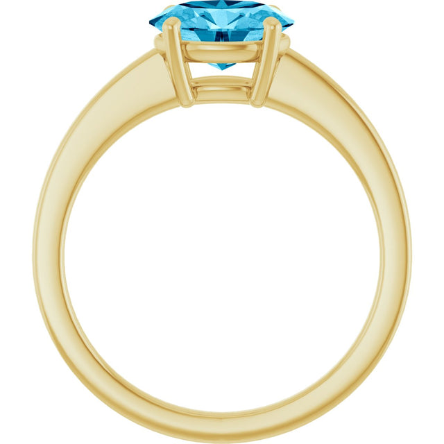 10K Gold Oval Natural Aquamarine Solitaire Ring - Yellow Gold - view 2