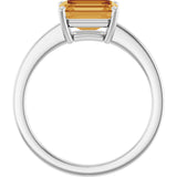 Platinum Emerald Natural Citrine Solitaire Ring - view 2