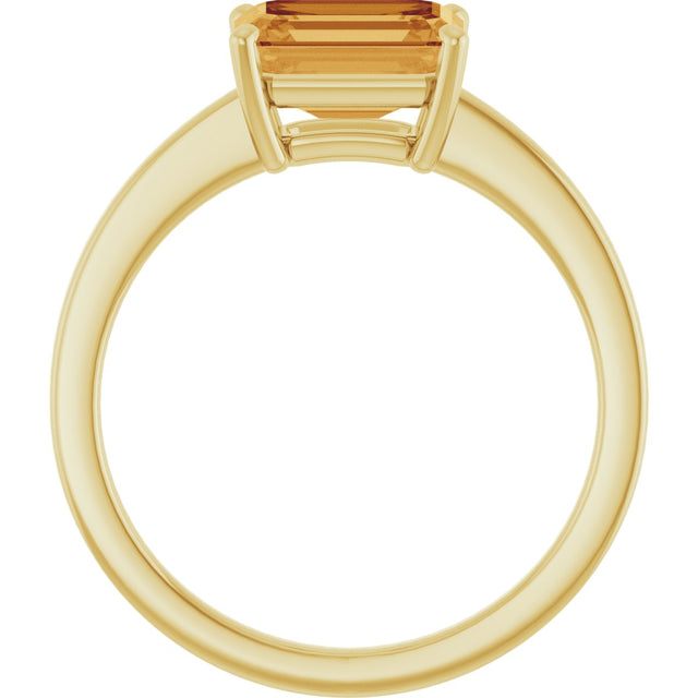 14K Gold Emerald Natural Citrine Solitaire Ring - Yellow Gold - view 2
