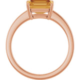 14K Gold Emerald Natural Citrine Solitaire Ring - Rose Gold - view 2
