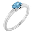 Platinum Oval Natural Sky Blue Topaz Solitaire Ring