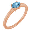 14K Gold Oval Natural Sky Blue Topaz Solitaire Ring - Rose Gold