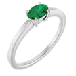 10K Gold Oval Lab-Grown Emerald Solitaire Ring - White Gold