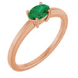 14K Gold Emerald Lab-Grown Emerald Solitaire Ring - Rose Gold