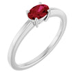 10K Gold Oval Lab-Grown Ruby Solitaire Ring - White Gold