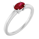 10K Gold Oval Lab-Grown Ruby Solitaire Ring - White Gold