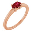 14K Gold Oval Lab-Grown Ruby Solitaire Ring - Rose Gold